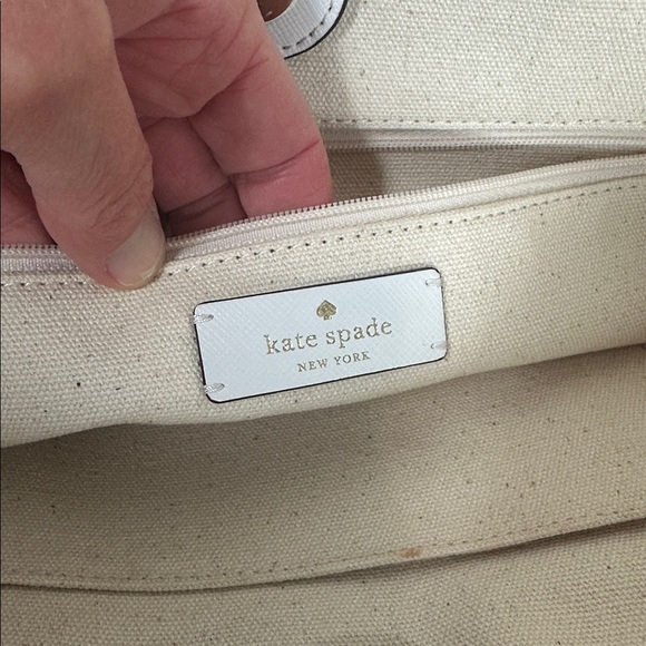 Kate Spade Tan Straw Tote with White and Pink Accents - Picture 13 of 17